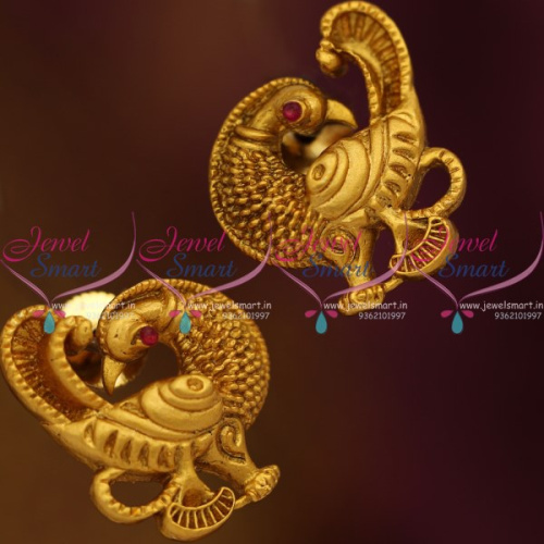 ER8583 Peacock Exclusive Mat Gold Finish Nakshi Antique Imitation Earrings Online