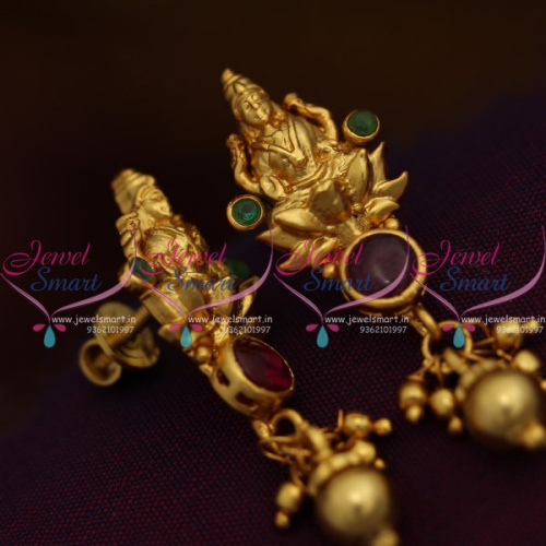 ES8556 Nagas Temple Kemp Jewelry Screwback Lakshmi God Design Earrings Traditional