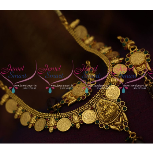 NL8880 Temple Coin Kasumala Traditional Dull Gold Design Necklace Imitation Jewellery