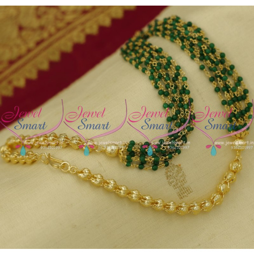 NL9068 Fancy Chain Green Small Copper String Hand Beaded Gold Plated Jewellery