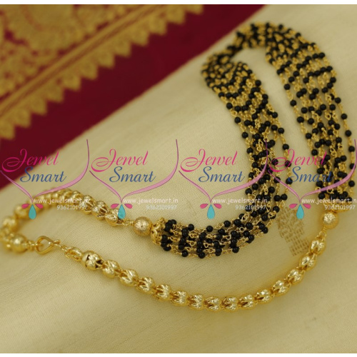 NL9070 Fancy Chain Black Small Copper String Hand Beaded Gold Plated Jewellery