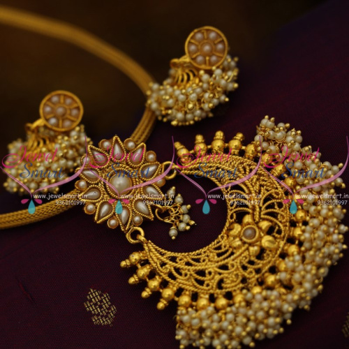 Fancy Chain Pendant Colour Beads Danglers Small Jhumka Earrings