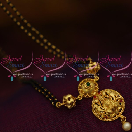 MS8903 Black Beads Temple Nakshi Mangalsutra Indian Auspicious Jewellery Online Pendant Black Beads Chain
