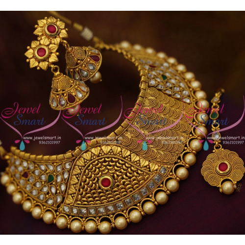 NL9187 New Arrivals Spiral Design Antique Choker Necklace Maangtikka Fashion Wedding Jewellery
