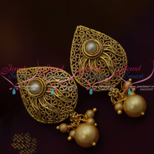 ER9140 Pearl Stone Gold Finish Imitation Earrings Latest Fashion Low Price Jewellery