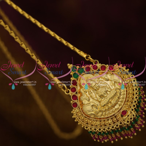 CS9220 Kemp Crystal Drops Gold Plated South Indian Chain Pendant Temple Jewellery Online