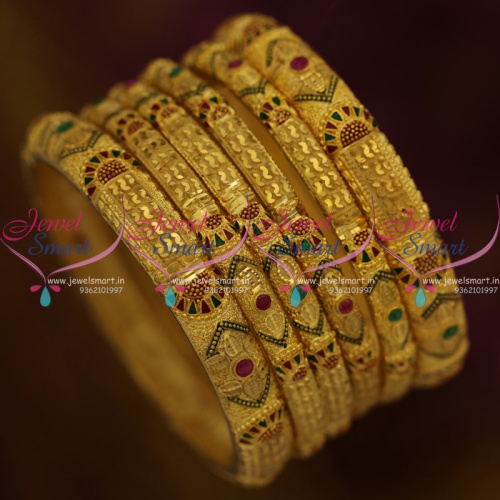 B9321 Latest Gold Finish One Gram Forming Gold Plated 6 Pieces Set Bangles Online