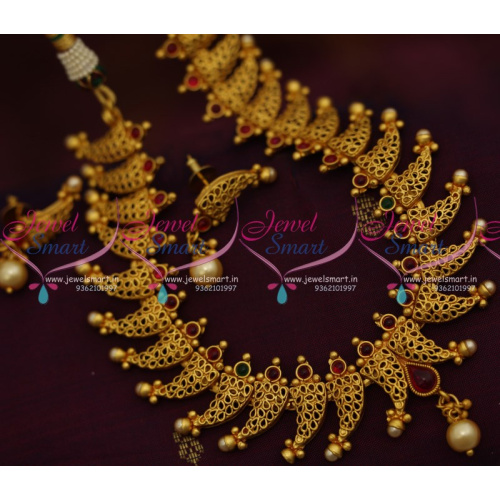 NL9324 Gold Jewellery Kerala Design Latest Matte Finish Short Necklace Imitation