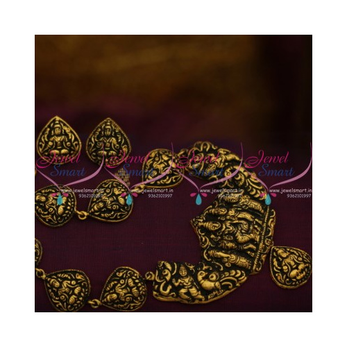 NL9323 Antique Traditional Nagas Haram Black Highlight Design Matte Finish Jewellery