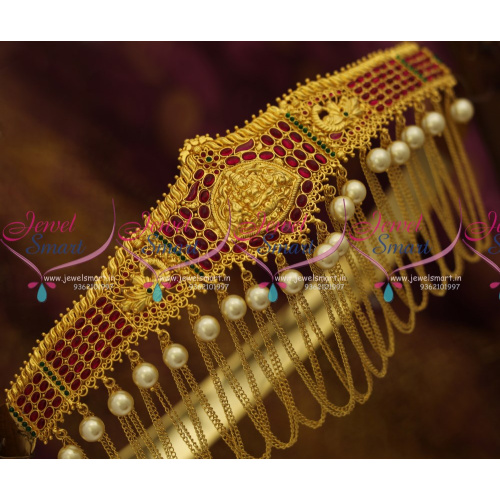 H9131 Oval Kemp Temple Traditional Bridal Jewellery Vaddanam Oddiyanam Premium Jewellery