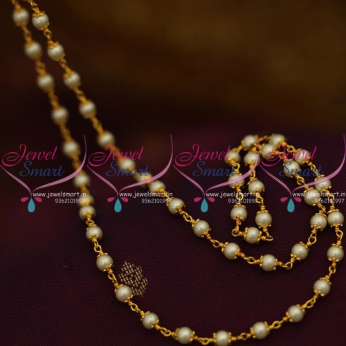 CS9276 Pearl String Mala Combined Cap Beaded Chain 28 Inches Length Online