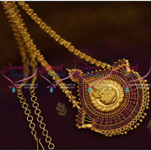 CS9209 Gold Plated Traditional South Indian Chain Ruby Pendant Temple Jewellery Online