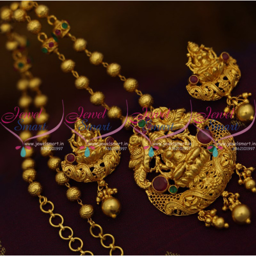 NL9302 One Gram Gold Plated Temple Nagas Gundla Mala Beaded Jewellery Online