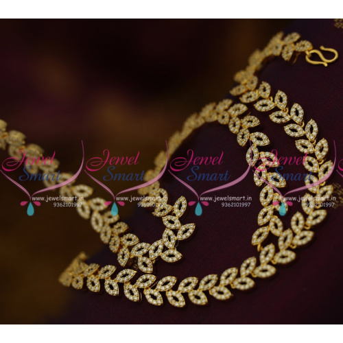 A9560 Leaf Design CZ Anklets Leg Chains Payal Latest Gold Finish Jewellery Online