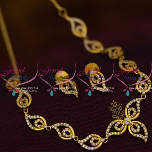 NL9420 Mango Diamond Design Simple Gold Plated Fancy Necklace Light Weight Jewellery