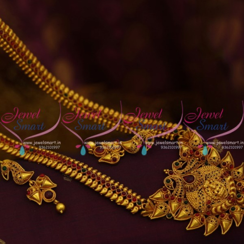 NL9568 Temple Kemp Mango Beads Design Gheru Antique Gold Haram Long Necklace Buy Online