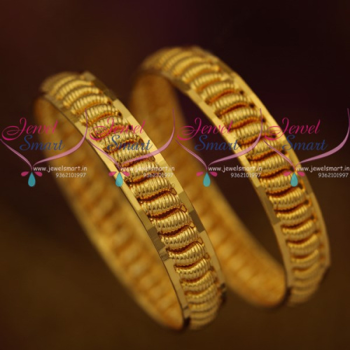 B9387 Emboss Design Baby Small Size Broad Gold Plated Bangles Shop Online