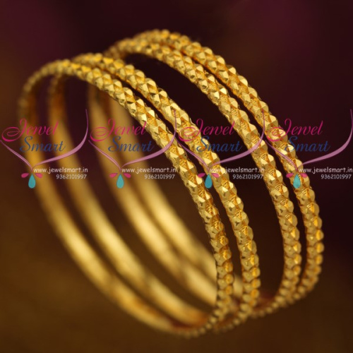 B9388 Gold Plated Bangles 4 Pieces Set 4 MM Wide Daily Wear Jewellery Imitation
