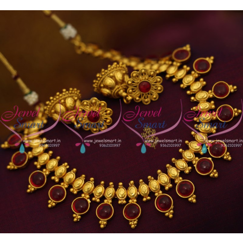 NL9408 Simple Traditional Design Kemp Necklace Fancy Jhumka Earrings Online