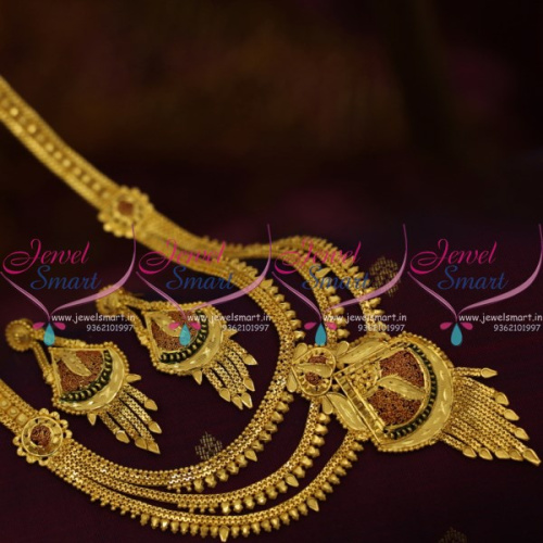 NL9394 One Gram Forming Plated Multi Layer South Indian Haram Long Necklace Online