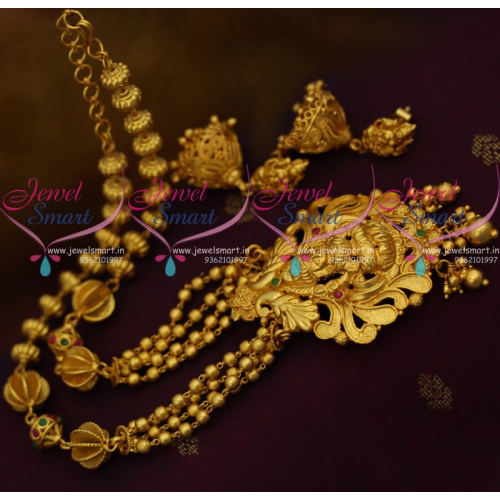 NL9358 One Gram Gold Plated Temple Traditional Jewellery Gundla Mala Designs Online
