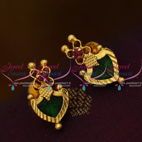 ES9504 Kerala Design Jewellery Screwback Palakka Earrings Buy Online Gold Plated 