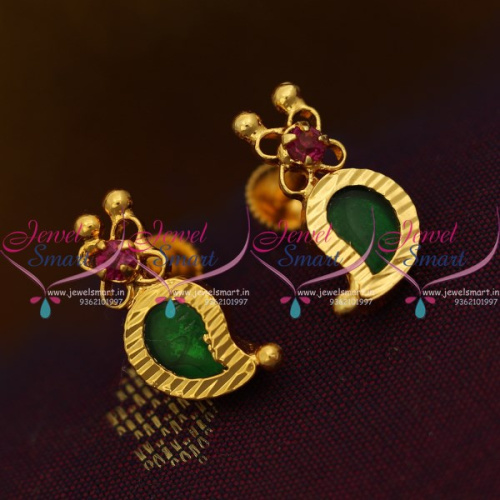 ES9505 Kerala Mango Design Jewellery Screwback Palakka Earrings Buy Online Gold Plated 