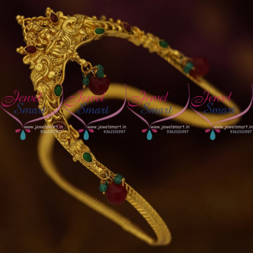 AR2894 Indian Traditional Kempu Temple Laxmi Vanki Aravanki Precious Stones Gold Design Online