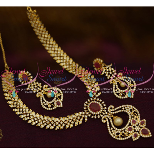 NL8530 American Diamond Rich Look Gold Traditional Finish Jewellery Set Buy Online