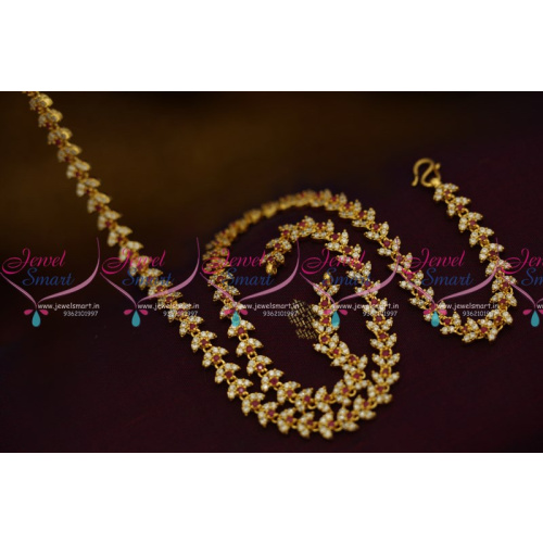 A9611 Ruby White AD Stones Anklets Payal Gold Finish Imitation Designs Online