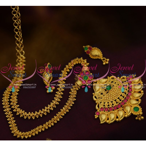 NL9626 Multi Colour Kemp South Indian Traditional Chain Pendant Handmade Collections