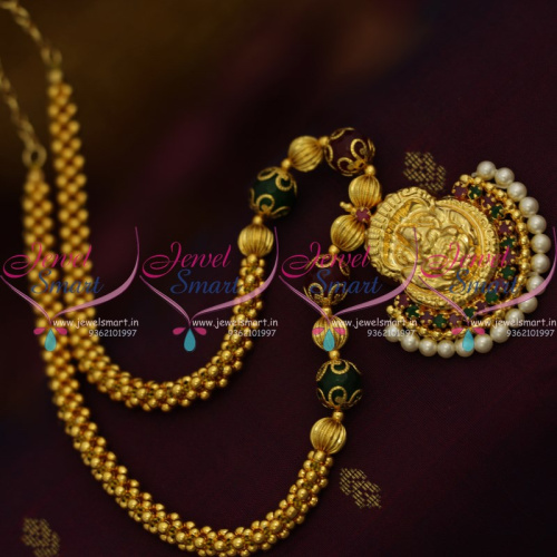 NL9600 Beaded Jali Mala Temple Nagas Pendant South Traditional Jewellery 