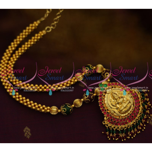 NL9639 Beaded Jali Mala Temple Nagas Pendant Traditional Handmade Jewellery