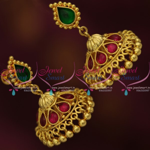 J9577 Kemp Mango Design Screwback Gold Plated Jhumka Earrings Buy Online