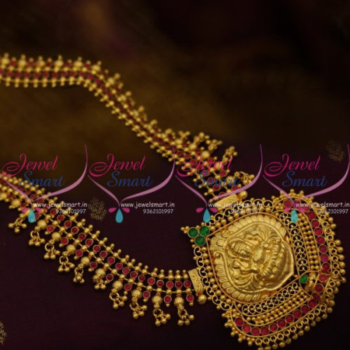 NL9578 South Indian Traditional Temple Haram Long Necklace Gold Plated Jewellery Online
