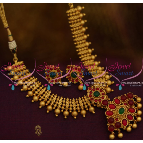 NL9502 Matte Gold Antique Traditional Design Kemp Necklace Buy Online