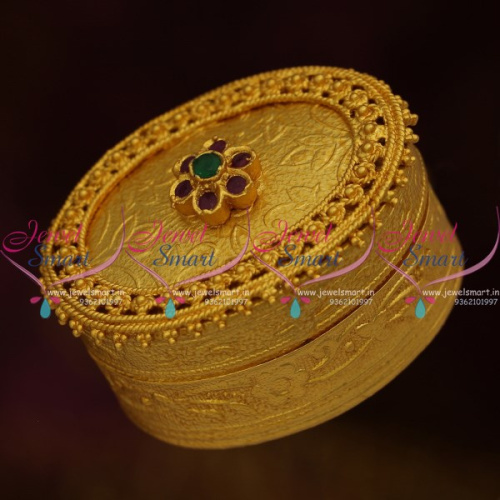 S9712 Kumguma Chimzh Sindoor Box Kumkam Barina Gold Plated Handmade Design Online