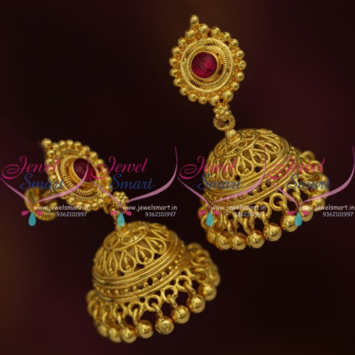 J9676 Lightweight Screw Back Lock South Indian Jewellery Jhumka Earrings Online