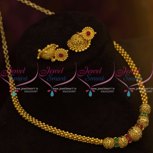 NL9834 Gold Colour Beaded Jali Mala Screwback Lightweight Jhumka Kemp Jewellery Online