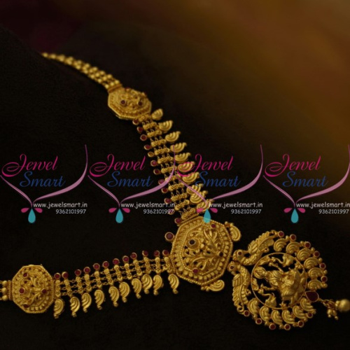 NL9743 Gold Look Model One Gram Temple Traditional Design Medium Necklace Online
