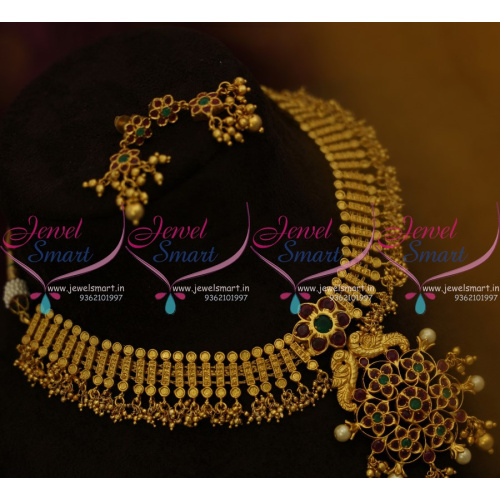 NL9761 South Indian Traditional Finish One Gram Gold Beads Danglers Necklace Online