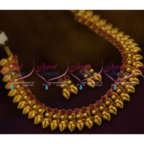 NL9735 Latest One Gram Gold Plated Shell Design Ruby Short Necklace Buy Online