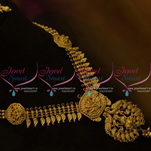 NL9744 Latest Gold Finish Temple Jewellery Nakshi Work South Indian Collections Online