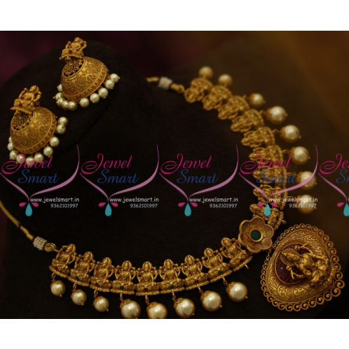 NL9800 Temple Jewellery Matte Finish Antique Pearl Drops Jhumka Earrings Buy Online