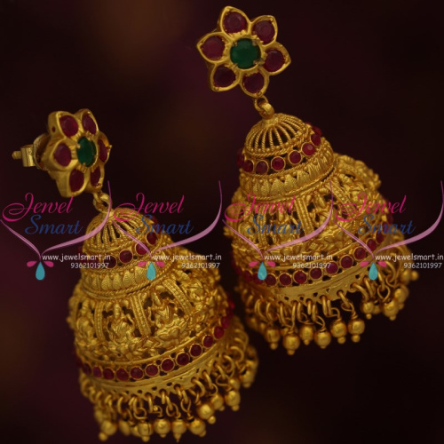 J9718 South Indian Temple Traditional Big Gold Design Jhumka Screw Lock Buy Online