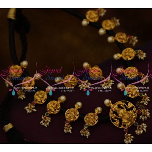 NL9723 Black Thread Dhaga Necklace Mangalsutra Temple Gold Design Jewellery Online