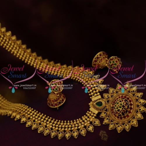 NL9873 South Indian Kerala Traditional Design Kemp Long Necklace Beads Model Jewellery