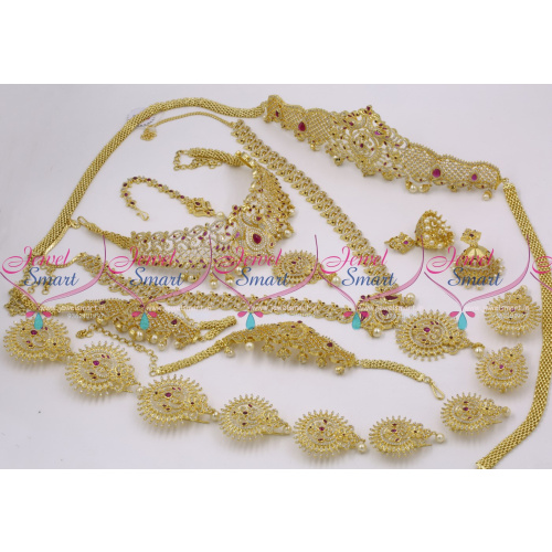 BR1332P1016 Kemp American Diamond Full Bridal Jewellery Latest Gold Design Shop Online