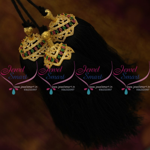 JK9894 Hair Jada Art Silk Yarn Kuppulu South Indian Jewellery Semi Precious Marquise Stones 