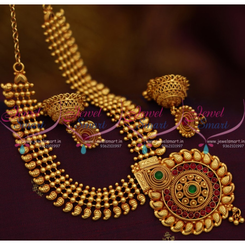 NL10067 Beads Mango Design South Indian Jewellery Set Offer Price Screw Back Jhumka Online